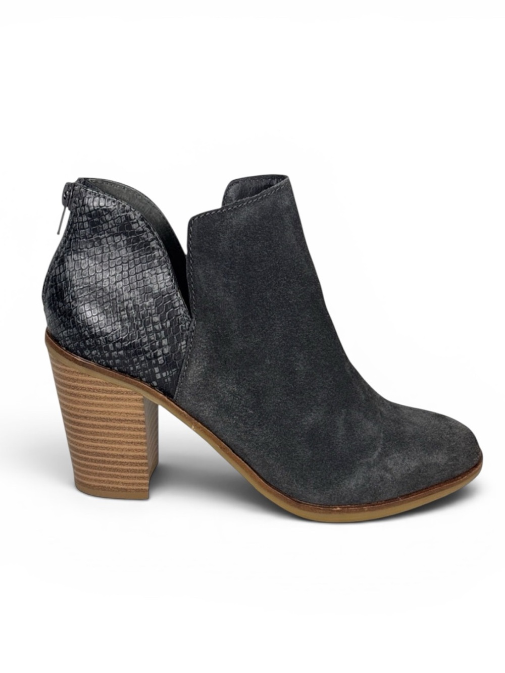 DV8 Dolce Vita Women's 7M Shai Mixed Material Heeled Bootie Boot Dark Gray NWOB
